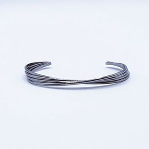 Silver Gunmetal Twisted Cuff Bracelet